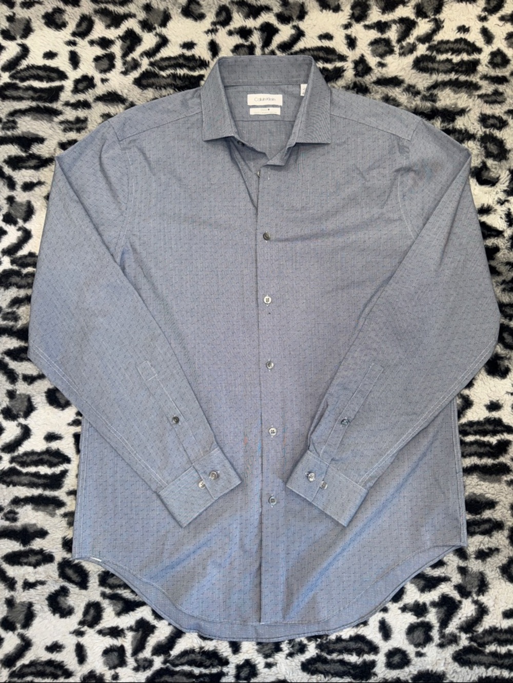 Calvin Klein Men's Light Blue Long-Sleeve Dress Shirt